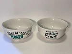 Set Of White Ceramic Bowls Featuring Custom Printed Text & 420-INSPIRED Graphics. Fixed Price $10.00.