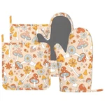 Retro 70S 60S Mushroom Oven Mitts Pot Holders Set Silicone Vintage Orange Flower. Fixed Price $36.18.