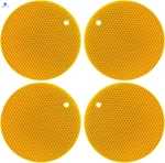Silicone Hot Pads For Kitchen, 7-INCH Round Trivet Mats, Non-slip, Yellow. Fixed Price $14.15.
