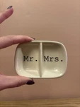New Creative Co-op Mr. & Mrs. Ceramic Trinket Jewelry Dish. Fixed Price $8.00.