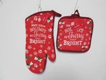 Christmas Kitchen Linens "may Your Holidays Oven Mitt & 2 Pot Holders (3 Pc ). Fixed Price $16.19.