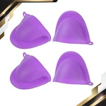 4PACK Thickened Mini Oven Gloves Silicone Mitts Finger Pot Holder Purple. Fixed Price $12.83.