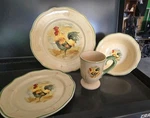 Gibson Royal Rooster 4 Pc Set Plate Bowl Mug Farmhouse Kitchen Decor. Fixed Price $159.99.
