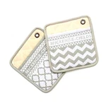 Mackenzie-childs Sterling Zig Zag 9" Potholders Cotton Gray White Set Of 2 New. Fixed Price $48.95.