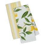 Dii Kitchen Dish Towel Set 2 Lemon Bliss Yellow Green Print Stripe. Fixed Price $12.99.