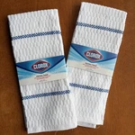 Clorox Kitchen Towels 2-PACK 16X28 White Blue Cotton Bleach Safe 50 Washes New. Fixed Price $17.00.