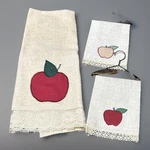 Apple Kitchen Towel Set Of 3 Rustic Farmhouse Lace Trim Tea With Hangers. Fixed Price $14.95.