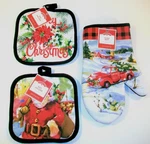 New Holiday Time 3 Pc Kitchen Set, Christmas Pot Holders Oven Mitt, Santa. Fixed Price $7.95.