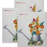 Swedish Set Of 3 Each Flowers In Pail Design. Fixed Price $9.95.
