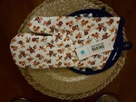 Martha Stewart Floral Cotton Oven Mitt & Pot Holder Set White Orange Navy. Fixed Price $24.99.
