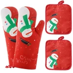 Win Change Mitts And Potholders Bbq Gloves-oven Christmas Red. Fixed Price $17.84.