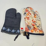 Sur La Table Oven Mitt Lot Blue Embroidered & Harvest Floral Cotton Linen Nwt. Fixed Price $20.97.