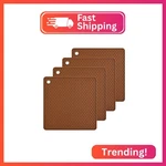 Smithcraft Brown Silicone Trivets Mats Square Rubber Pot Holder. Fixed Price $18.26.