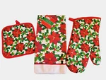 Poinsettia Christmas Holiday Kitchen Towel Potholder Oven Mitt 3 Piece. Fixed Price $14.99.