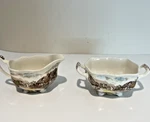 Vintage Johnson Bros Olde English Countryside Footed Creamer And Sugar Set 70S. Fixed Price $19.99.