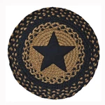 Black Star Braided Table / Placemat 15" Diameter Round - & Tan. Fixed Price $13.99.
