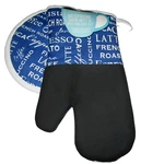 Nepprene Kitchen Oven Mitt And Potholder Set Coffee Brews 7.5" X 12.5". Fixed Price $16.19.