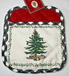 Avanti Linens Spode Christmas Tree Oven Pot Holders (2) Red Black Green Nip. Fixed Price $15.99.