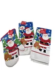 New Christmas Santa Claus 2X Kitchen Towels Microfiber 15 25" & Oven Mitt Set. Fixed Price $17.69.