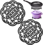 Cezoowyex 2 Pack Cast Iron Trivet Set, Round Heat Resistant Hot Pads For Kitchen. Fixed Price $23.80.