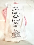 Love Grows Best This House New Kitchen Towel & Potholder Set Pink Hearts. Fixed Price $14.95.