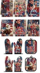 New Patriotic American Flag Kitchen Towels Potholders & Oven Mitts Set Of 10. Fixed Price $14.95.
