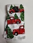 Robert Stanley Christmas Kitchen Towels Piece Red Pickup Truck Trees 15X25 Nos. Fixed Price $15.00.