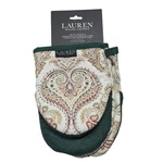 Lauren Ralph Set 2 Mini Oven Mitts Paisley Green Kitchen Cooking Baking. Fixed Price $25.74.