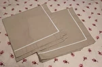 Pair Madison Park Euro Shams 100% Cotton Tan W/white Trim Fits X26 Nwot. Fixed Price $24.00.