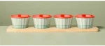 Hearth & Hand Summer Plaid 4 Melamine Mini Bowl Bamboo Wood Tray Serving Set. Fixed Price $7.73.