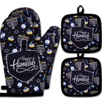 Ziliny 4 Pcs Hanukkah Hostess Set Pot Holder And Oven Mitt Blue Black. Fixed Price $22.96.
