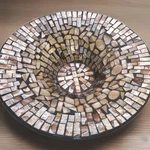 Dale Tiffany Art Glass Bowl Fused Dish Mosaic Brown Green Trinket. Fixed Price $24.99.