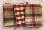 Vtg Set (3) Park Designs Red Beige Plaid 100% Cotton Woven Hand Towels Primitive. Fixed Price $21.97.