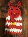 Vintage Retro Red Easter Bunny Baby Rabbit Oven Mitt Handmade Fabric Pot Kitchen. Fixed Price $23.99.