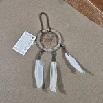 Authentic Navajo Dream Catcher Handcrafted Grey Beads Feathers 2" Diameter. Fixed Price $14.55.