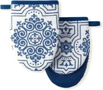 Strie Medallion Mini Oven Mitt 2PACK Set Navy Blue 5.5". Fixed Price $18.00.