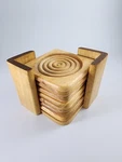 Teak Wooden Coasters & Holder By Dolphin Natural Boho Thailand Mcm 7. Fixed Price $15.00.