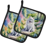 American Eskimo Spring Garden Pair Of Pot Holders Kitchen Heat Resistant. Fixed Price $24.88.