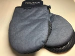 Nautica Home Mini Oven Mitts (2) Navy Silicone With Ring 100% Cotton Nip. Fixed Price $19.99.