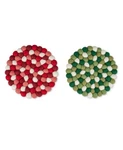 Thirstystone Multi Felted Pom Trivets-set Of 2. Fixed Price $29.50.