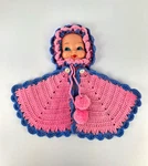 Vintage Handmade Crochet Doll Face Pot Holders Pink Blue Retro Kitchen. Fixed Price $15.99.