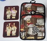 Jennifer Garant Coasters Mitts Chef Fat Decor, Casa Bordeaux & Pot Holders 4PC. Fixed Price $14.95.