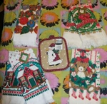 Nos Vintage Lot Christmas Hand TOWELS(6) Bibb Holiday Treasuresleshner+ Potholde. Fixed Price $32.00.