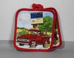 Home Collection Country Themed Pot Holders Red Ford Pickup Truck Rooster Set 2. Fixed Price $5.00.