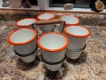 7 Piece Hearth & Hand With Magnolia Porcelain Enamel Ware 6 Cup Set Holder. Fixed Price $50.00.
