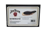 Jim Bean Cast Iron Skillet Set JB0159 Oval Wood Trivet Handle Mitt New. Fixed Price $24.99.