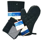 3PC Kitchen Set Microfiber Dish Drying Mat, Oven Mitt & Cloth Black. Fixed Price $12.34.