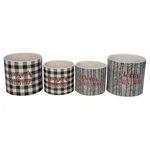 Melrose Set Of 4 White And Black Holiday Slogan Printed Christmas Pots 6". Fixed Price $37.79.