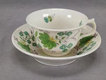19TH Century British 266 Enameled Aqua Purple & Green Floral Tea Cup Saucer. Fixed Price $85.00.
