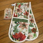 Michel Design Merry Christmas Floral Holly Double Oven Glove Pot Holder New. Fixed Price $19.99.